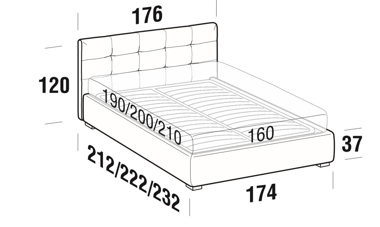 Letto matrimoniale con contenitore Lovis Grigio (11)
