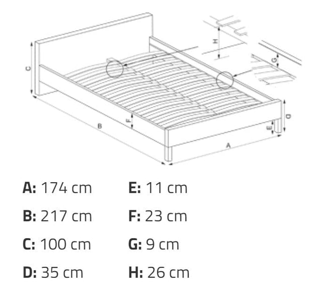 Letto matrimoniale in ecopelle Sandyaris Bianco (9)