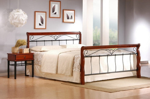 Letto matrimoniale in ferro Verocani Ciliegio