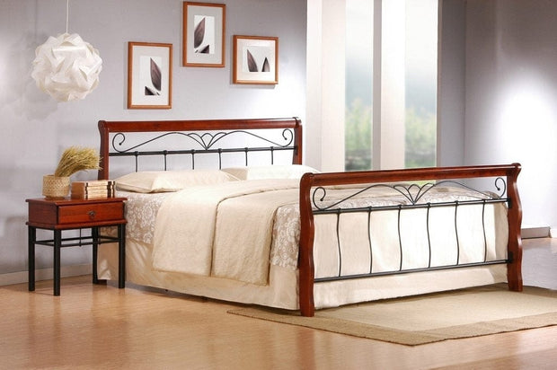 Letto matrimoniale in ferro Verocani Ciliegio