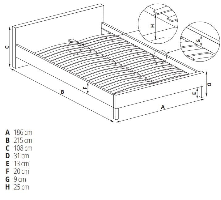 Letto matrimoniale in tessuto Vienaris Marrone (1)