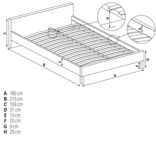 Letto matrimoniale in tessuto Vienaris Marrone (1)