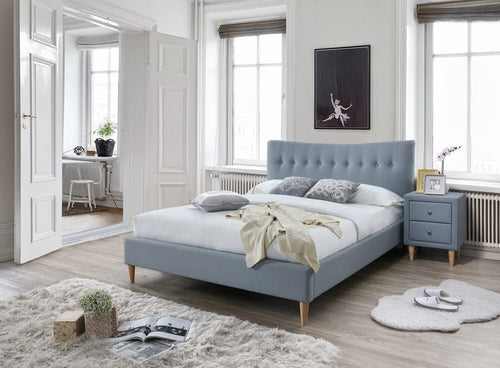 Letto matrimoniale in tessutto Ashley Blu