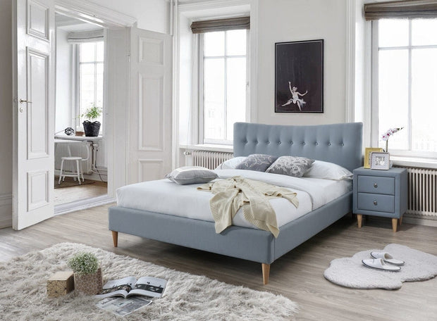 Letto matrimoniale in tessutto Ashley Blu