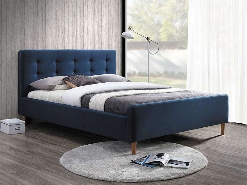 Letto matrimoniale in tessutto Pillar Blu & SMP-PAT-TAP-PINKO-BLUE
