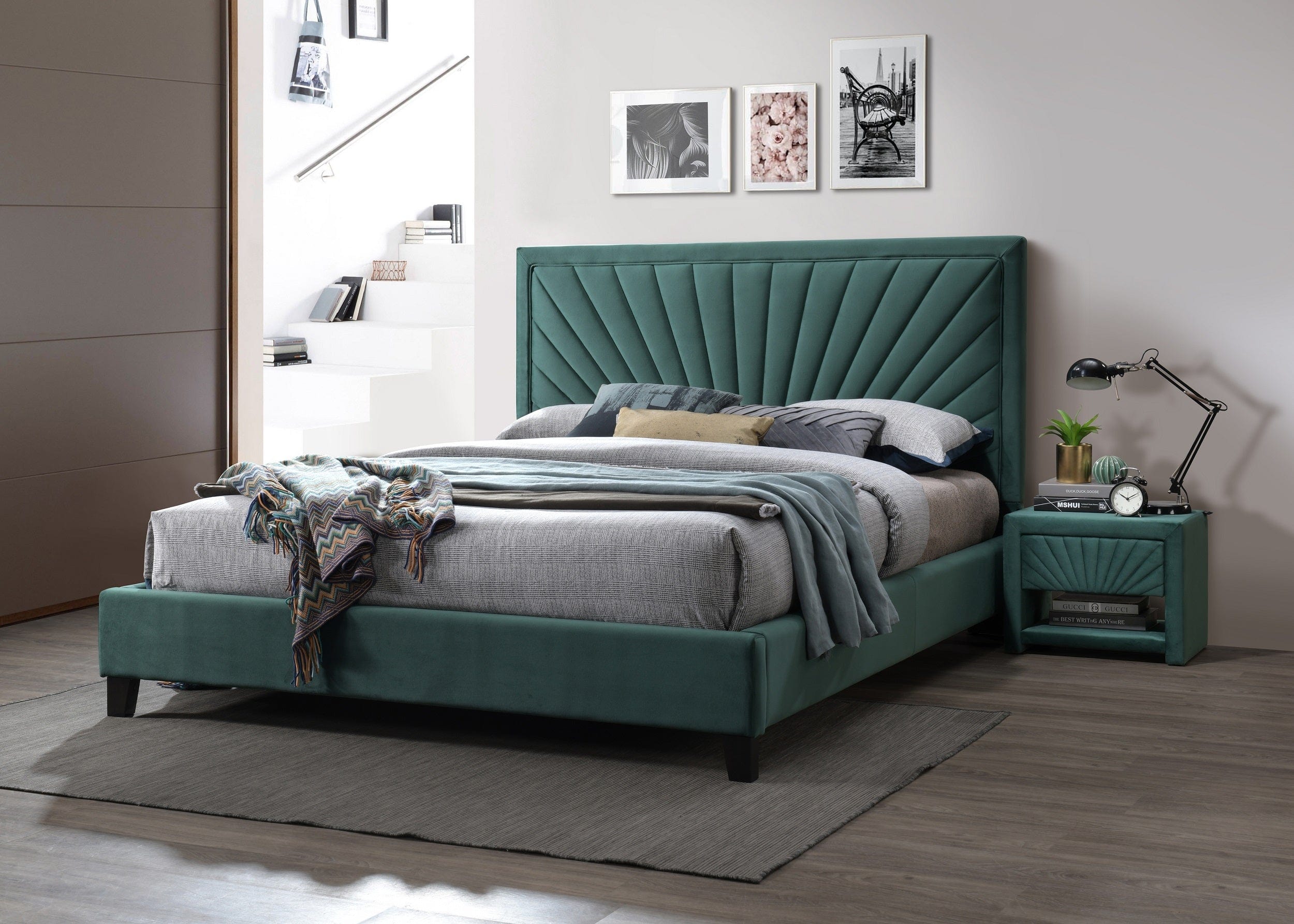 Letto matrimoniale in velluto Angelo Verde & SMPBBT-61027-PAT-ANGELO-VELVET-EMERALD-GREEN