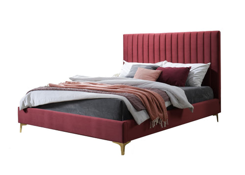 Letto matrimoniale in velluto Cydney Borgogna (1)