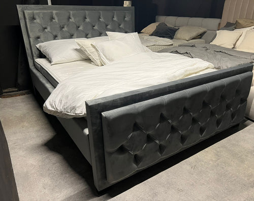 Letto matrimoniale in velluto Sofia Grigio (1)