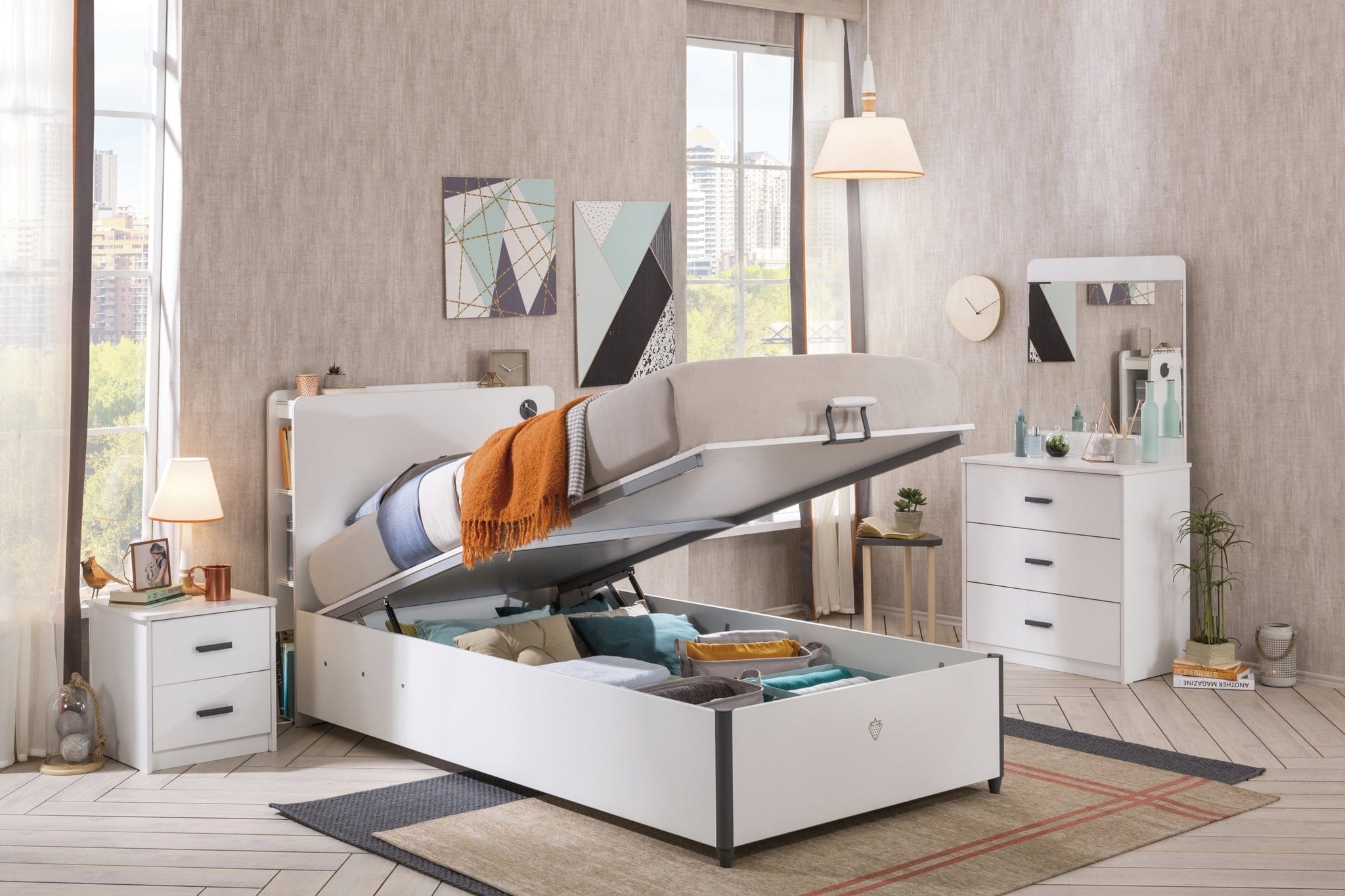 Letto pieghevole con contenitore per ragazzi Bianco-200 x 100 cm (4)