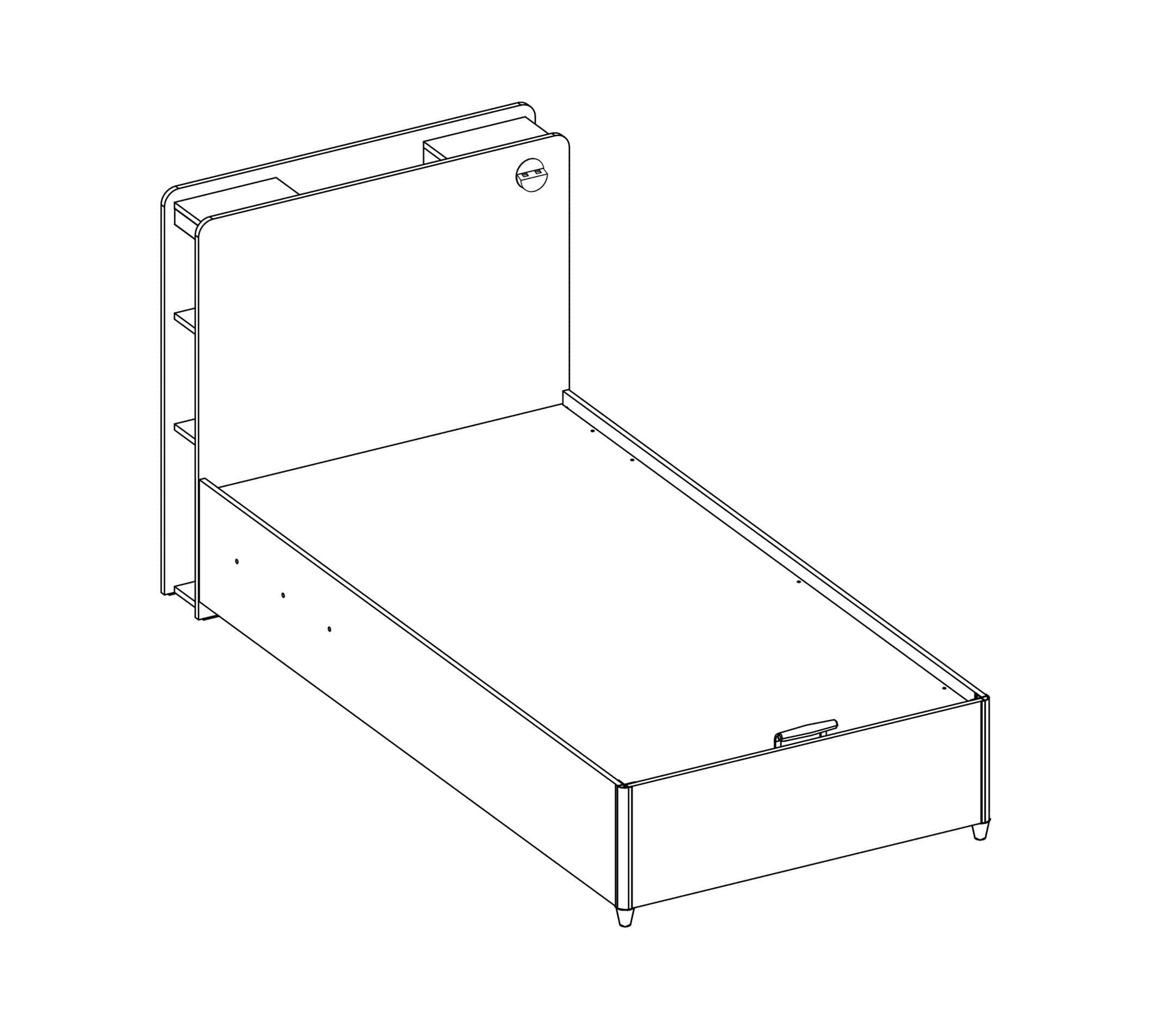 Letto pieghevole con contenitore per ragazzi Bianco-200 x 100 cm (9)
