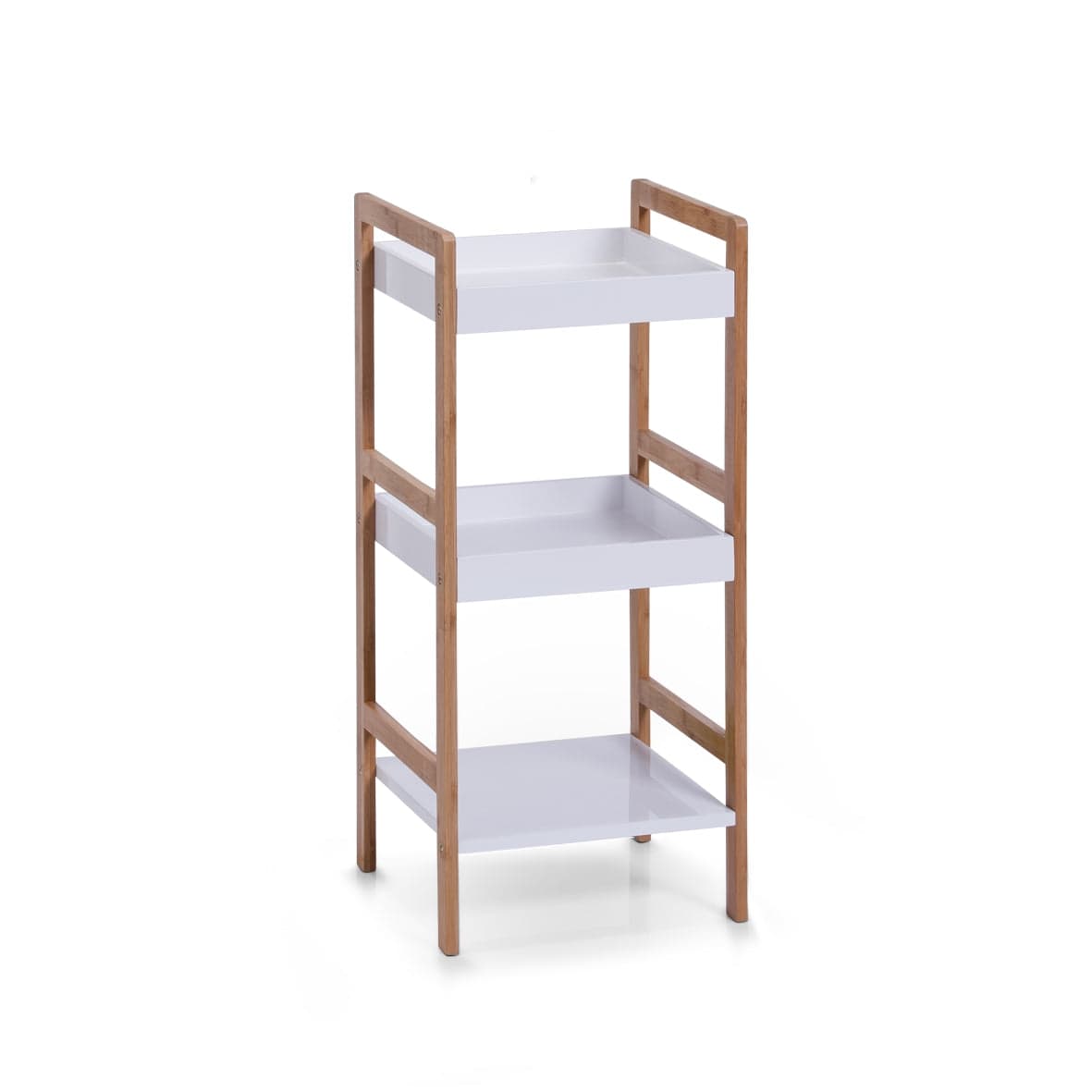 Mensola da bagno in bambù e MDF, Bambù bianco/naturale, l36xL33xH80 cm