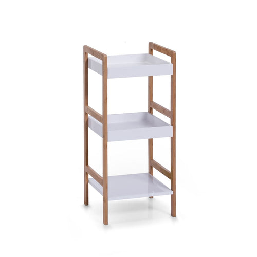 Mensola da bagno in bambù e MDF, Bambù bianco/naturale, l36xL33xH80 cm