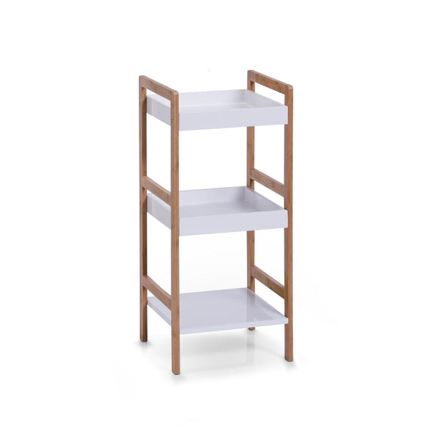 Mensola da bagno in bambù e MDF, Bambù bianco/naturale, l36xL33xH80 cm