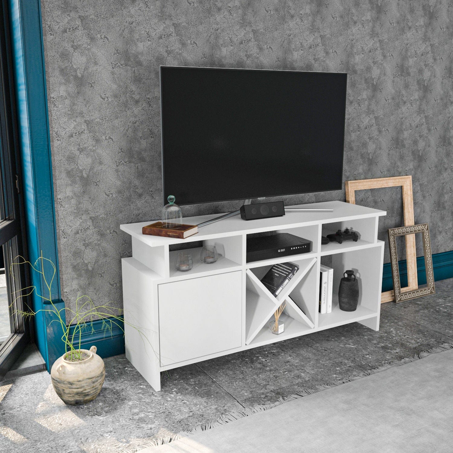Mobile TV con 1 anta Auburn Bianco (2)