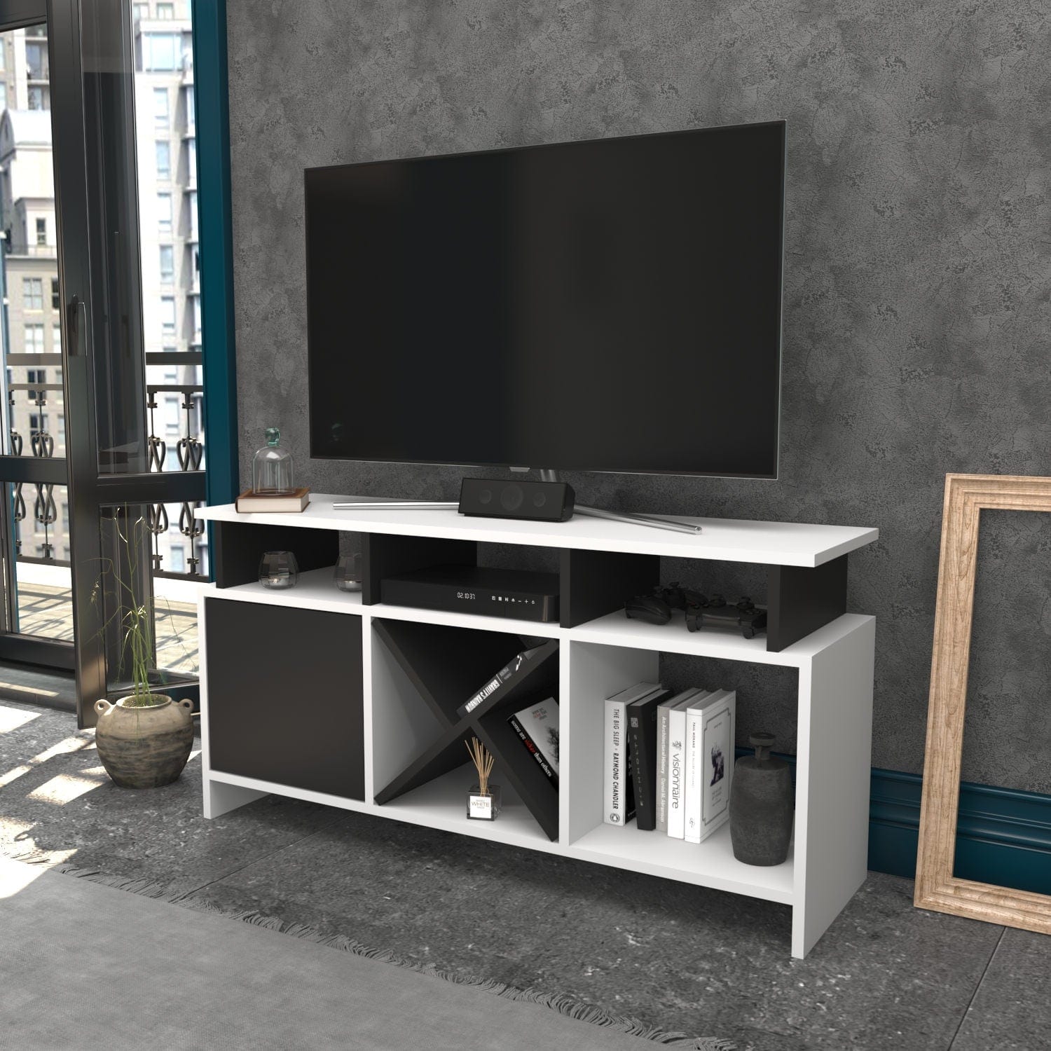 Mobile TV con 1 anta Auburn Bianco (2)