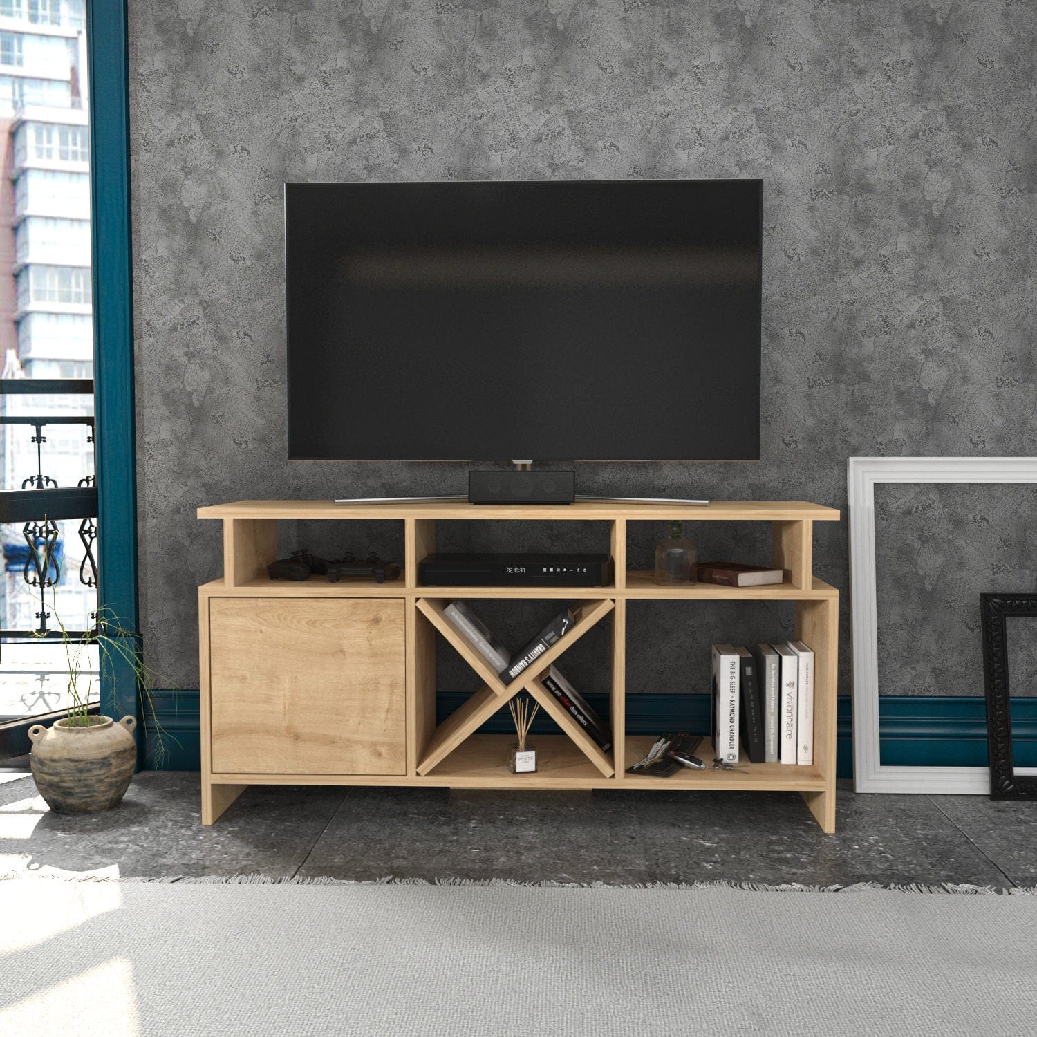Mobile TV con 1 anta Auburn Quercia