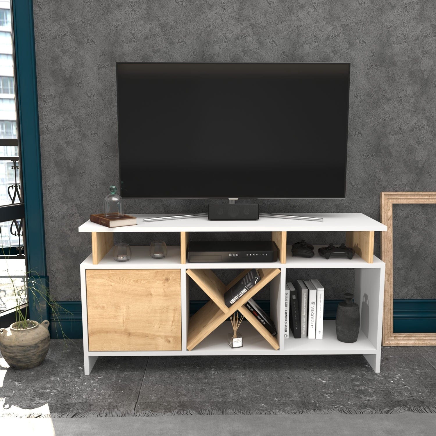 Mobile TV con 1 anta Auburn Quercia