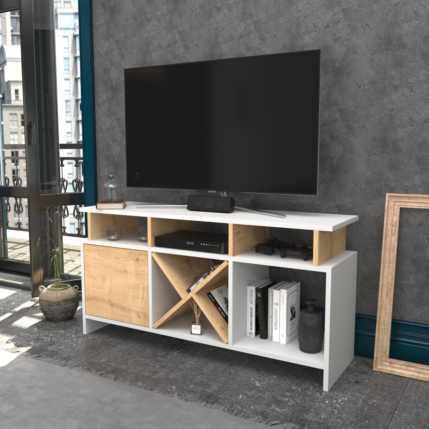 Mobile TV con 1 anta Auburn Quercia (2)