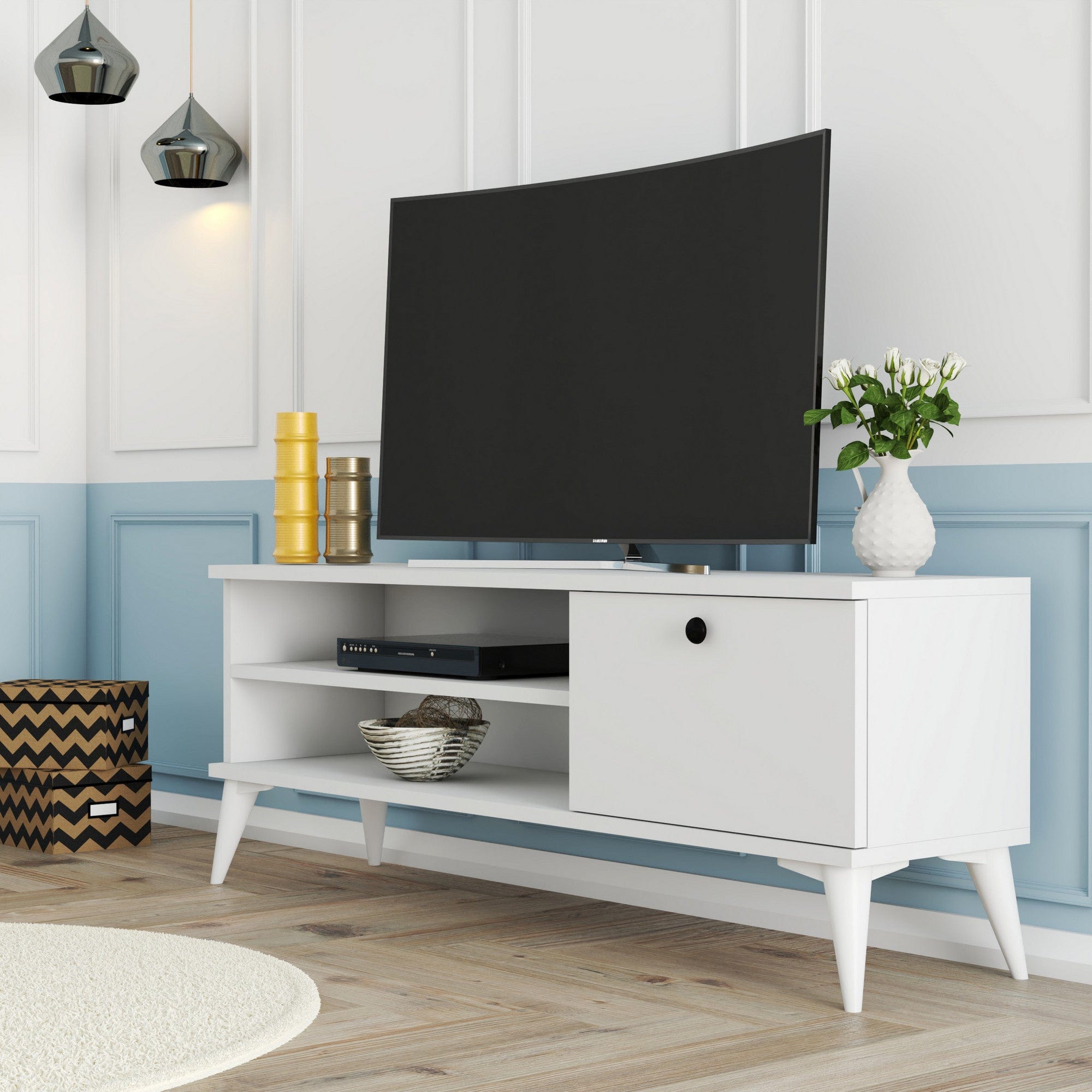 Mobile TV con 1 anta Retro 1564 Bianco
