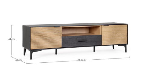 Bizzotto Mobile TV con 1 cassetto e 2 ante Allycia Nero