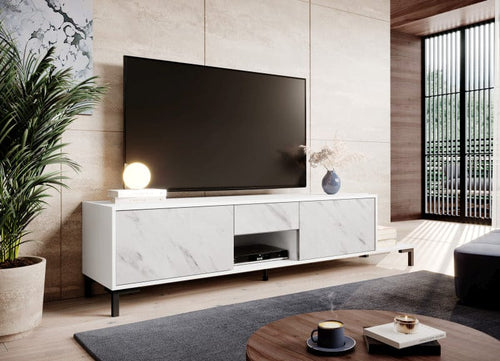 Halmar Mobile TV con 1 cassetto e 2 ante Marmo Bianco