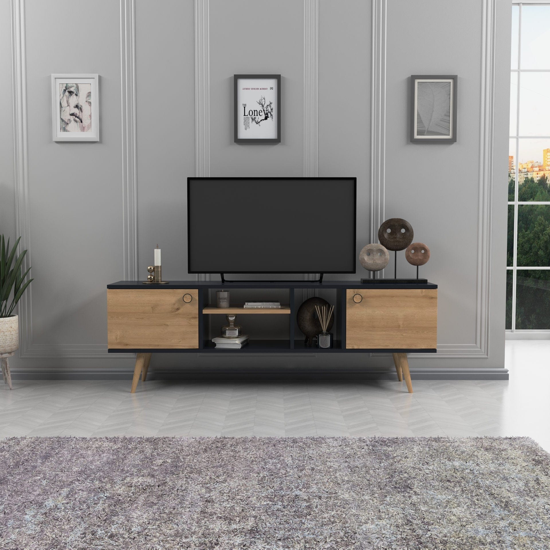 Mobile TV con 2 ante Ewo Antracite