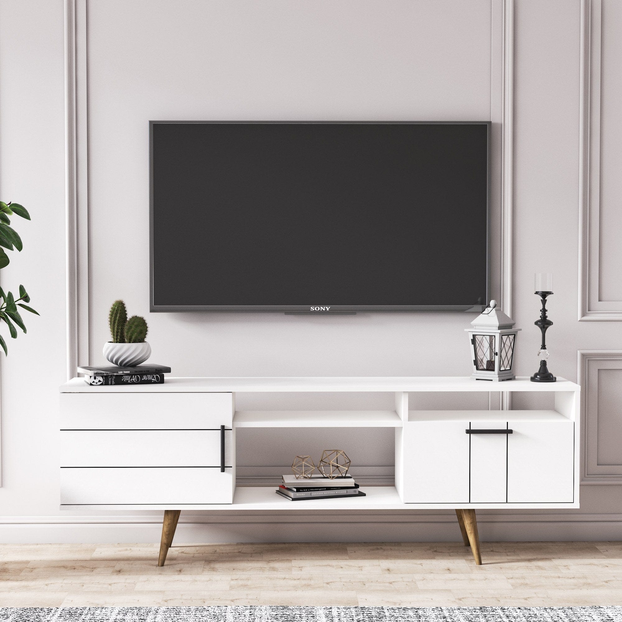 Mobile TV con 2 ante Termini Wide Bianco