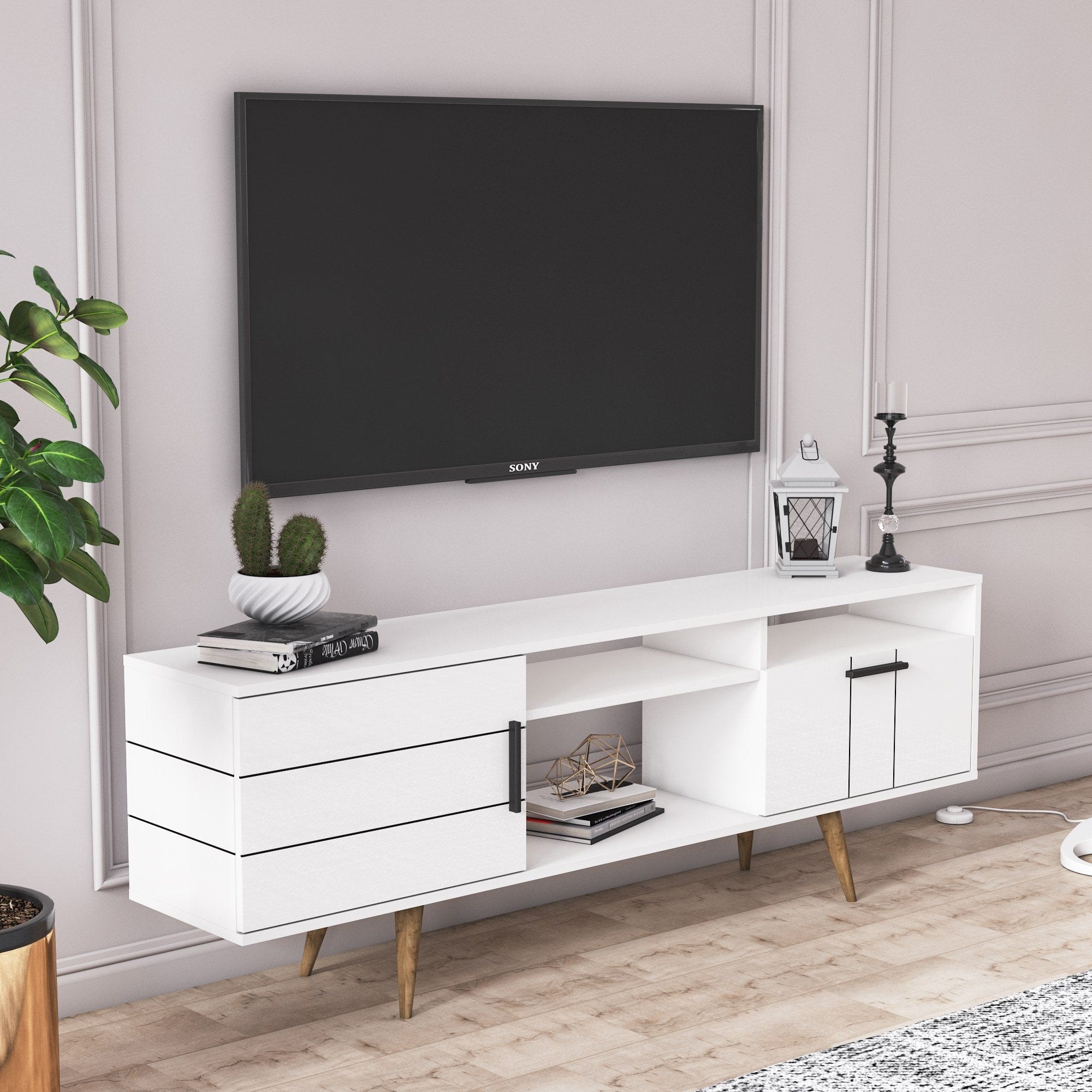 Mobile TV con 2 ante Termini Wide Bianco (3)