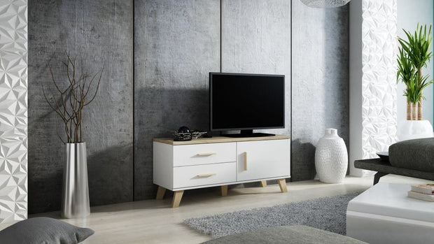 Halmar Mobile TV con 2 cassetti e 1 anta Lotta Bianco
