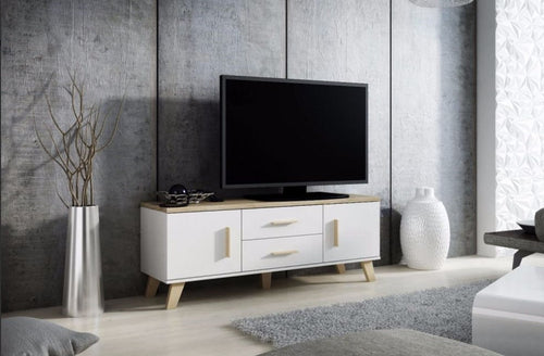 Halmar Mobile TV con 2 cassetti e 2 ante Lotta Bianco