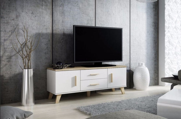 Halmar Mobile TV con 2 cassetti e 2 ante Lotta Bianco