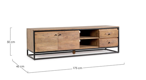 Bizzotto Mobile TV con 2 cassetti e 2 ante Nartan Naturale
