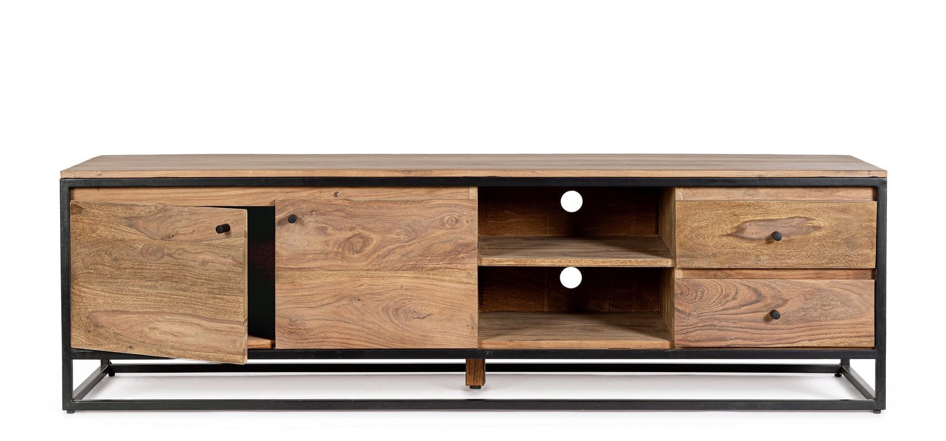 Bizzotto Mobile TV con 2 cassetti e 2 ante Nartan Naturale