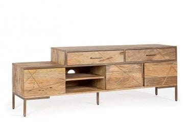 Bizzotto Mobile TV con 2 cassetti e 3 ante Jaidev Naturale