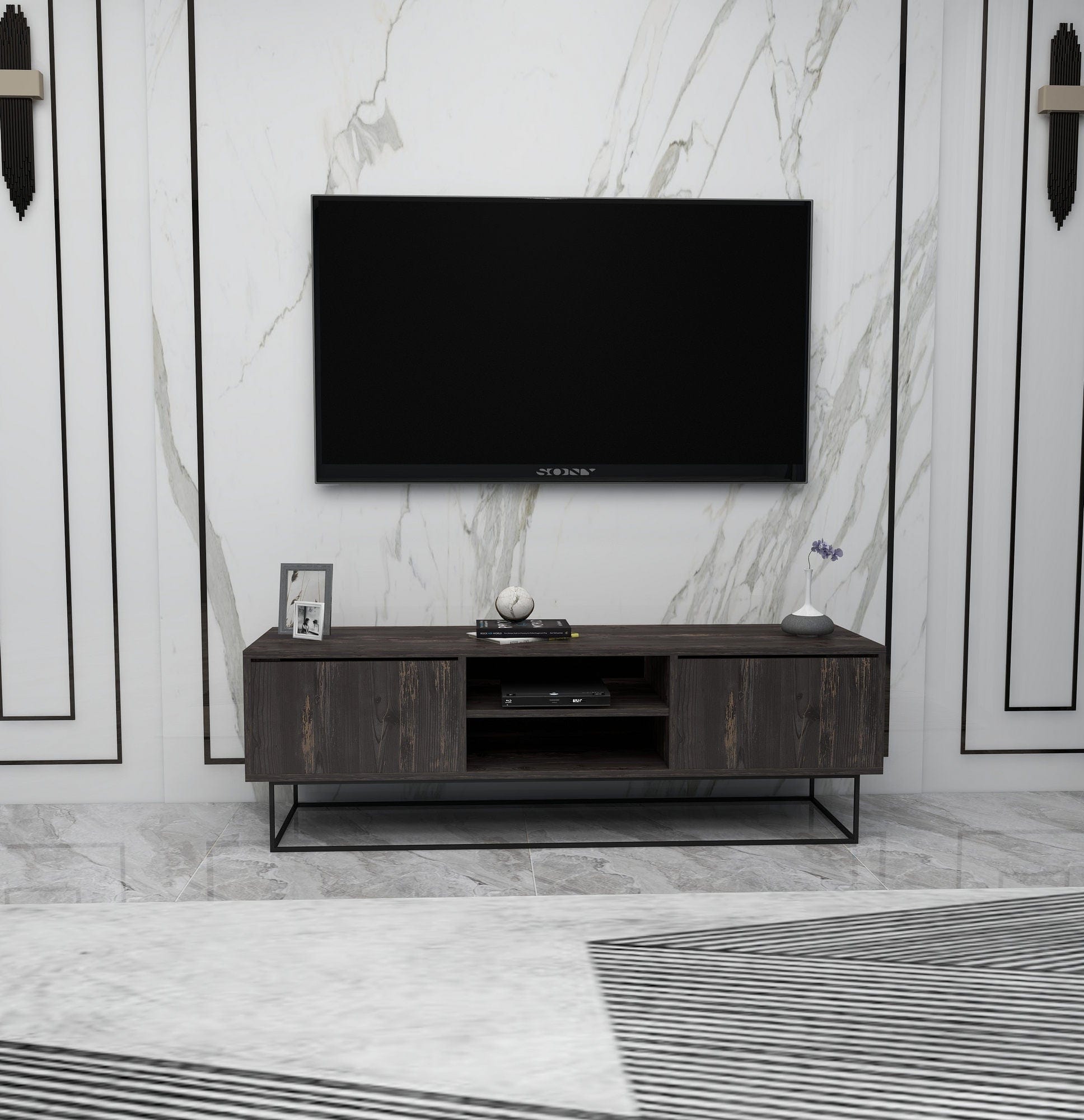 Mobile TV con 2 cassetti Escape 140 Marrone