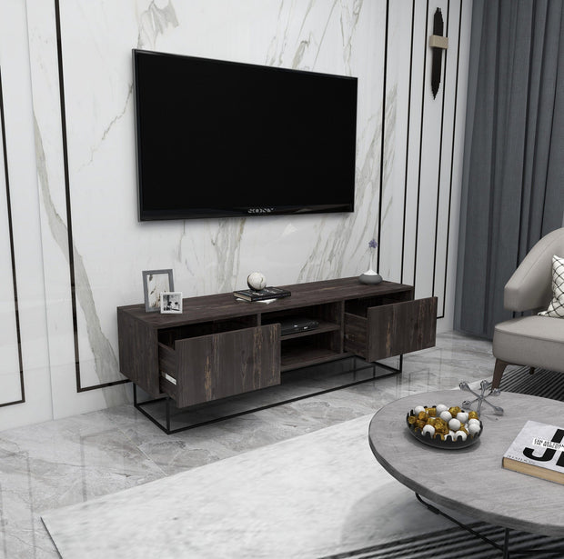Mobile TV con 2 cassetti Escape 140 Marrone (2)