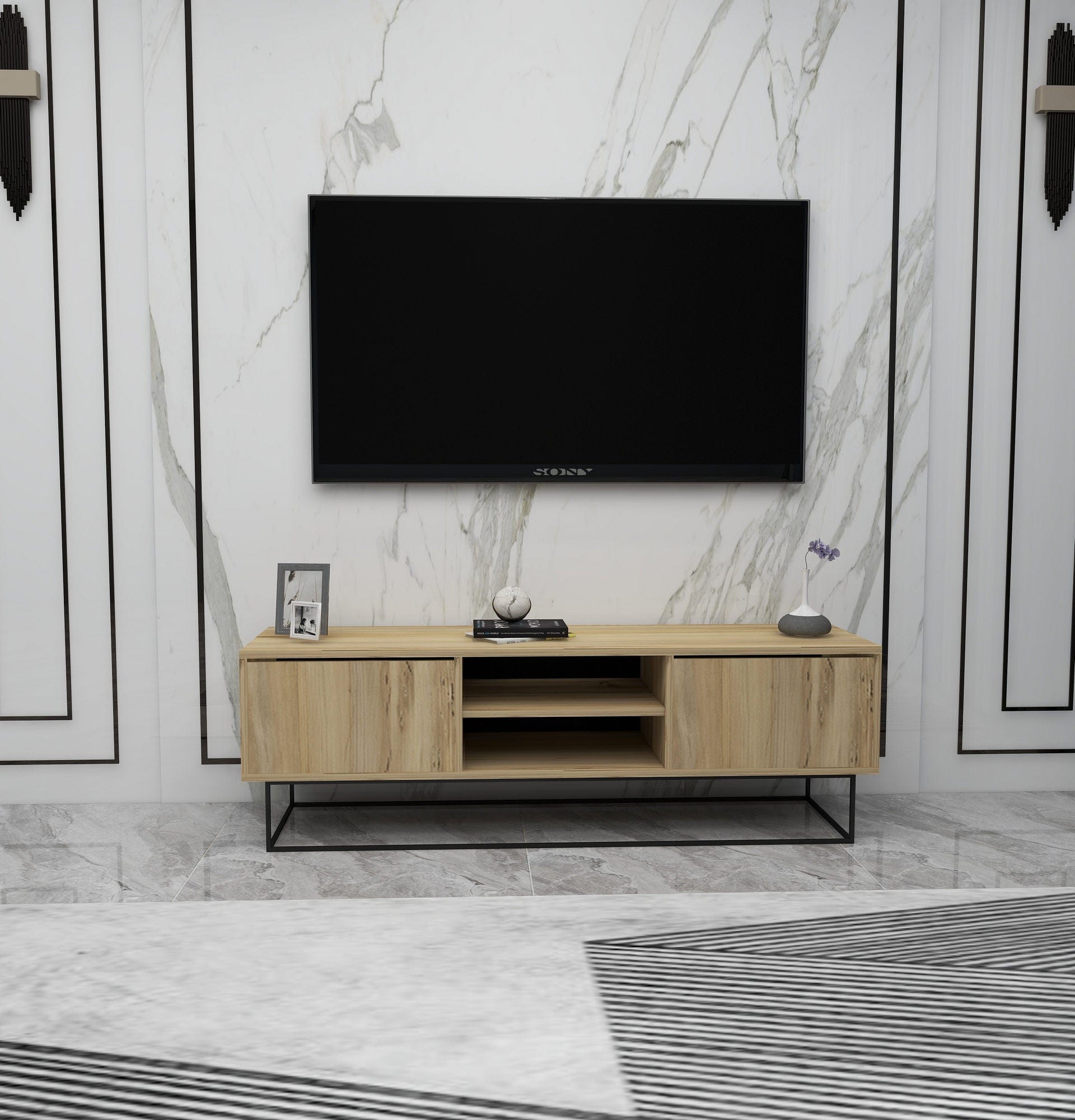 Mobile TV con 2 cassetti Escape 140 Nero