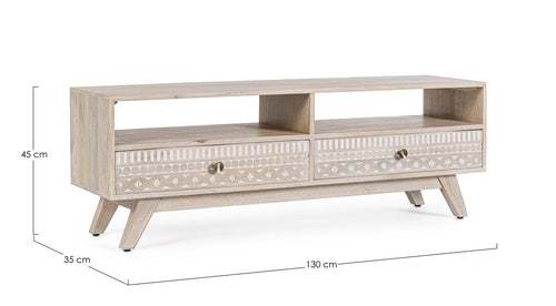 Bizzotto Mobile TV con 2 cassetti Indira Naturale