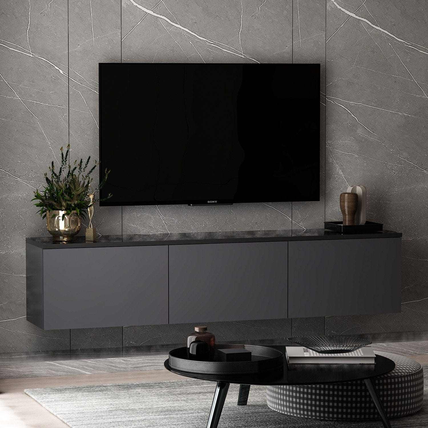 Mobile TV con 3 ante Neon Antracite