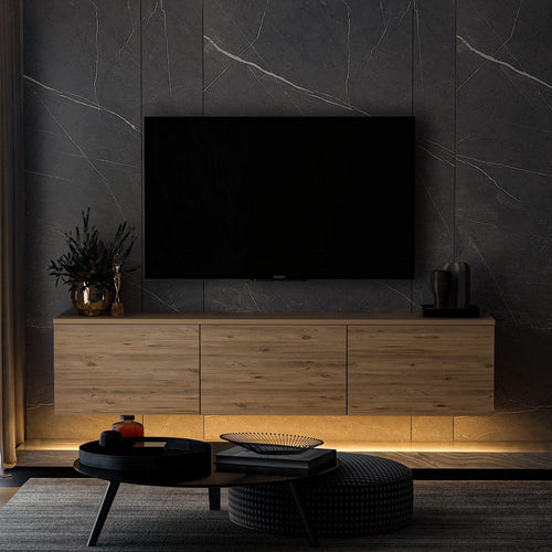 Mobile TV con 3 ante Neon Illuminated Pino