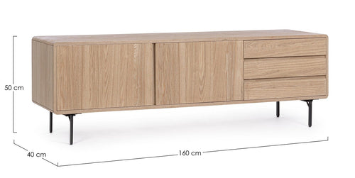 Bizzotto Mobile TV con 3 cassetti e 2 ante Widald Naturale