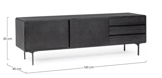 Bizzotto Mobile TV con 3 cassetti e 2 ante Widald Nero