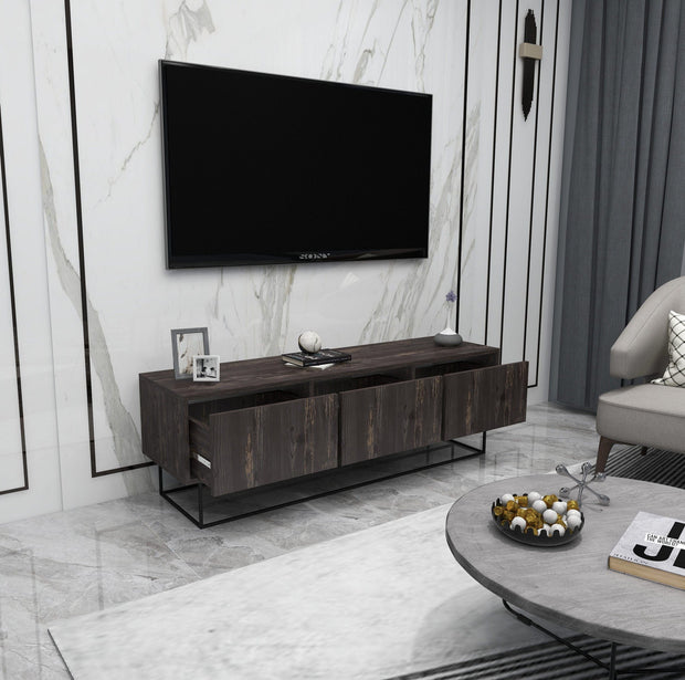 Mobile TV con 3 cassetti Kordon 140 Marrone (2)