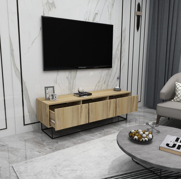 Mobile TV con 3 cassetti Kordon 140 Nero (2)