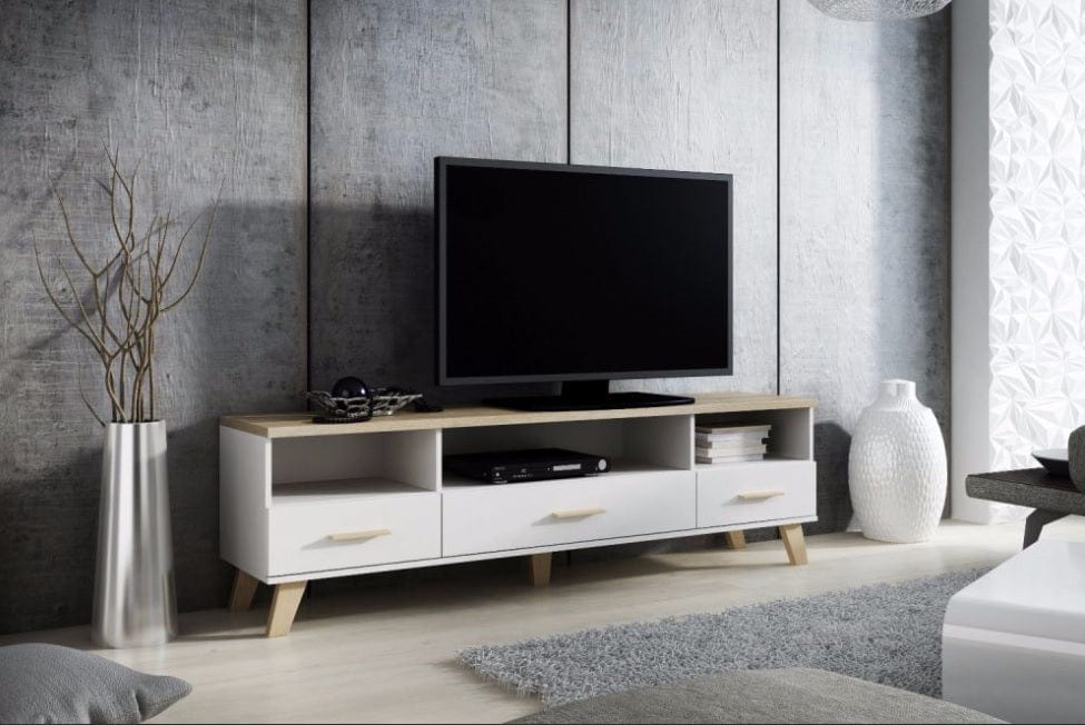 Halmar Mobile TV con 3 cassetti Lotta Bianco