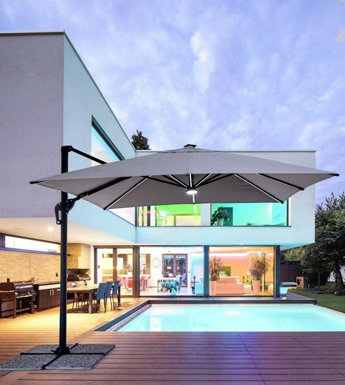 Bizzotto Ombrellone sospeso da giardino con illuminazione Ines Grigio