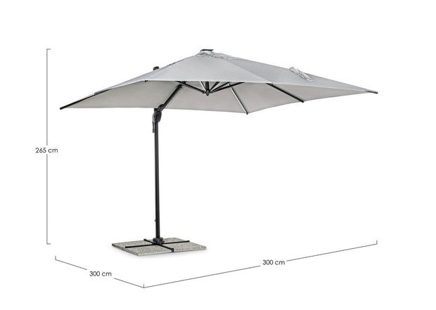 Bizzotto Ombrellone sospeso da giardino con illuminazione Ines Grigio