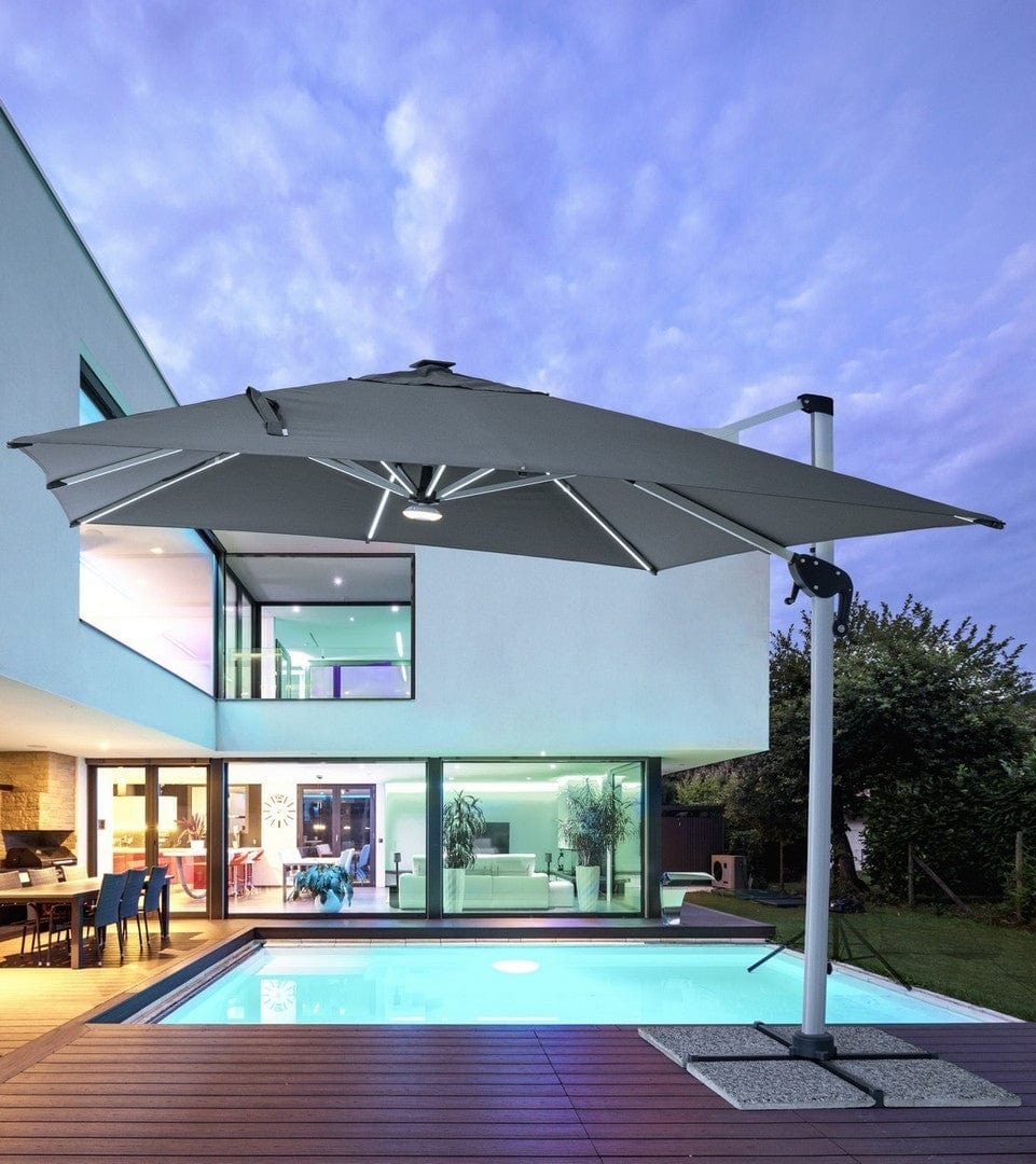 Bizzotto Ombrellone sospeso da giardino con illuminazione Ines Grigio