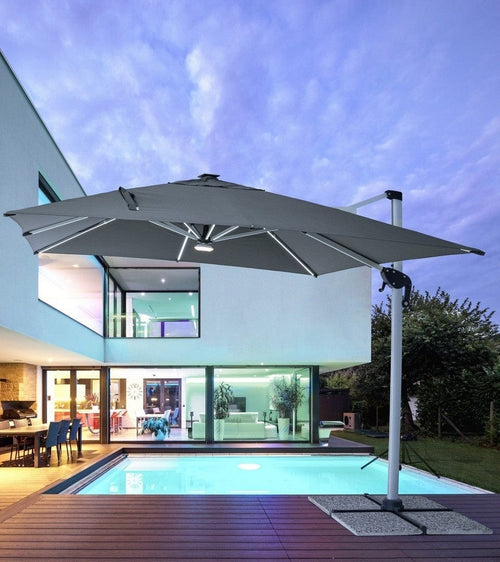 Bizzotto Ombrellone sospeso da giardino con illuminazione Ines Grigio