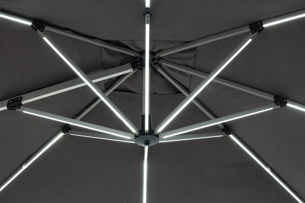 Bizzotto Ombrellone sospeso da giardino con illuminazione Ines Grigio